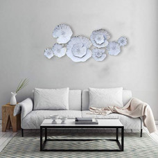 Deals, Discounts & Offers on  - Craftter Metal Lotus Leaf's Wall Art Sculpture (White, 48 X 22 inch) ,Figures