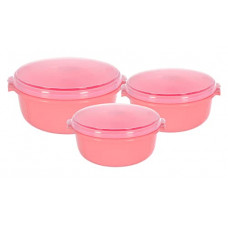 Deals, Discounts & Offers on  - Fun Homes 3 Piece Multiuses Plastic Serving/Mixing Bowls, Food Storage Containers Set with Lid, (3200ml, 1800ml, 1000ml) (Pink)-46FH0319