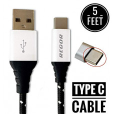 Deals, Discounts & Offers on Mobile Accessories - Regor ft/1.5 mtr Nylon Braided Rugged Connectors For Type-C Devices, NOT A Micro USB - Black