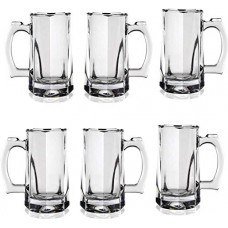 Deals, Discounts & Offers on  - Afast Multipurpose Food Grade Designer Transparent, Beer Mug/Glass Set with Handle, Set of 6, Capacity 360 ML,Clear,