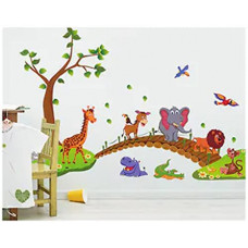 Deals, Discounts & Offers on Home Improvement - Jaamso Royals 'Green Birds Tree ' Wall Sticker (PVC Vinyl, 90 cm X 60 cm, Decorative Stickers)AY9045 cm