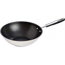 Deals, Discounts & Offers on Cookware - AmazonBasics Stainless Steel Induction Non Stick Wok Pan - with Soft Touch Handle, PFOA&BPA Free - 28 cm
