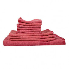 Deals, Discounts & Offers on  - Eurospa Set of 10 Cotton Bath + Hand + Face Towel Set Pink (SPDHFCB156PNS10)