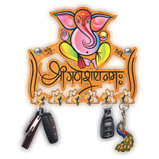Deals, Discounts & Offers on  - Crafts World Home Decorative Big Size Multicolor Wall Hanging Key Holder with 6 Stainless Steel Hooks, Key Holders