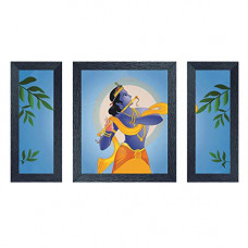 Deals, Discounts & Offers on  - Random (RP-1076) Multicolor Lord Krishna Painting Set of 3 (6 X 14 inch-2, 12 X 14 inch-1)