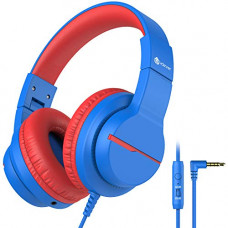 Deals, Discounts & Offers on Headphones - iClever Over Ear Headphone with Mic, Wired Headphones For Kids, Blue