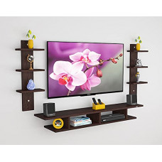 Deals, Discounts & Offers on Furniture - DAS Volker High Strength & Durable Wall Mount TV Entertainment Unit/with Set Top Box Stand and 6 Wall Shelf Display Rack for Living Room Flowery Wenge Large (Ideal