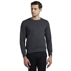Deals, Discounts & Offers on Men - [Size 39, 40] Parx Dark Grey Regular Fit Cotton Blend Sweatshirt