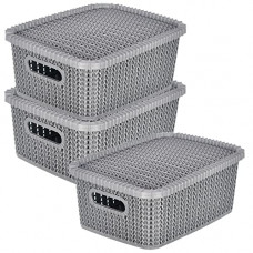 Deals, Discounts & Offers on  - Kuber Industries Multiuses Large M 20 Plastic Basket/Organizer With Lid- Pack of 3 (Grey) -46KM073
