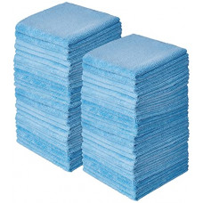 Deals, Discounts & Offers on Home Improvement - Amazon Brand - Presto! Thick Microfibre Cleaning Cloth, 60 x 40 cm, 330 GSM, Set of 48, Blue (preshivtex0056)