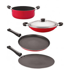 Deals, Discounts & Offers on Cookware - Nirlon Non-Stick Cookware Kitchen Aluminium Cooking Essential Combo Set of 4 Pieces (FT11_CT11_AC_CS24)