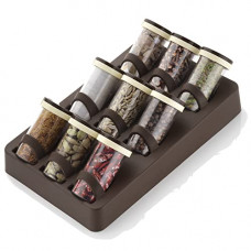 Deals, Discounts & Offers on  - Home Stuff Joie Revolving Plastic Spice Rack 16 in 1 Jar | Multipurpose Uses Storage Set Condiment Masala Rack Set | 16 Pieces - Brown