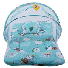 Deals, Discounts & Offers on Baby Care - Fareto Baby Folding Teddy Print Mattress with Mosquito Net(0-6 Months) (Pista Green)(Size: L-34Inchs, B-22Inchs)