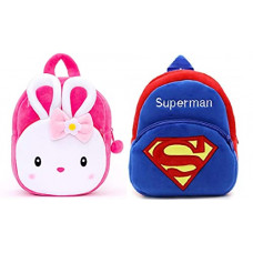 Deals, Discounts & Offers on  - Blue Tree Kids School Bag Soft Plush Backpack Cartoon Bags Mini Travel Bag Girls Boys Toddler Baby Konggi Rabbit & Superman