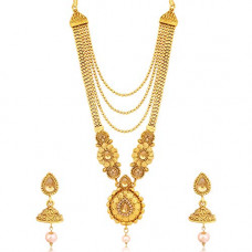 Deals, Discounts & Offers on Women - Sukkhi Traditional LCT Gold Plated Wedding Jewellery Long Haram Necklace Set For women (N79602)