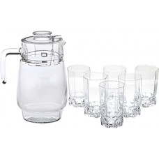 Deals and Offers on - Afast Designer Jug Set of 1 with Stylish Glasses Glass 280 Ml, Jug 1800 Ml, Color- Transparent, Clear Deals, Discounts & Offers on - Afast Designer Jug Set of 1 with Stylish Glasses Glass 280 Ml, Jug 1800 Ml, Color- Transparent, Clear