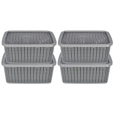 Deals and Offers on - Heart Home Multipurposes Large M 20 Plastic Basket With Lids- Pack of 4 (Grey) -46HH076 Deals, Discounts & Offers on - Heart Home Multipurposes Large M 20 Plastic Basket With Lids- Pack of 4 (Grey) -46HH076