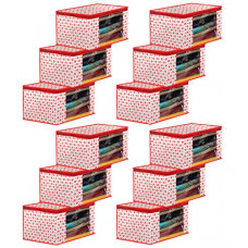 Deals and Offers on - Kuber Industries Dot Printed Foldable, Lightweight Non-Woven Saree Cover/Organizer With Tranasparent Window- Pack of 12 (Pink)-46KM0489 Deals, Discounts & Offers on - Kuber Industries Dot Printed Foldable, Lightweight Non-Woven Saree Cover/Organizer With Tranasparent Window- Pack of 12 (Pink)-46KM0489