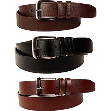 Deals, Discounts & Offers on Bags, Wallets & Belts - SORSHORE Men's Leather Belt (Pack of 3)