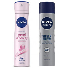 Deals, Discounts & Offers on Beauty Care - NIVEA Deodorant, Pearl & Beauty, Women, 150ml And NIVEA Men Deodorant, Silver Protect, 150ml