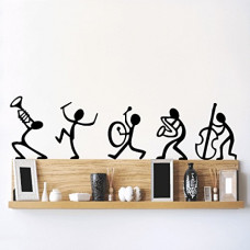 Deals, Discounts & Offers on Home Improvement - Decals Design 'Musical Instruments Happy Band' Wall Sticker (PVC Vinyl, 30 cm x 45 cm, Black)