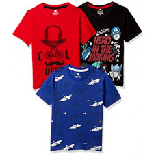 Deals, Discounts & Offers on  - [Size 9- 10Y] Cloth Theory Boy's Plain Regular Fit T-Shirts (Pack of 3)