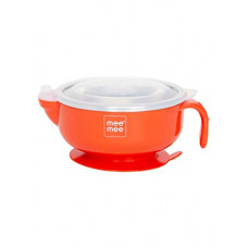 Deals, Discounts & Offers on Baby Care - Mee Mee Stay Warm Baby Steel Bowl with Suction Base, Red(Pack of 1)