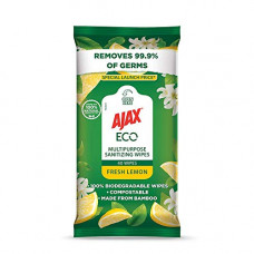 Deals, Discounts & Offers on  - Ajax (by Colgate-Palmolive) Biodegradable Sanitizing Wipes, Protection from 99.9% of Germs, Multipurpose Use (Kitchen, Home, Travel), Fresh Lemon Fragrance, 40 Wipes