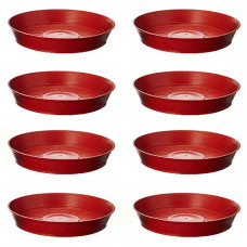 Deals, Discounts & Offers on Gardening Tools - Leafy Tales Planter Bottom Plate/Gamla Dripping Tray, Terracotta Color Plastic pots | (8-inch, Brown, Pack of 8)