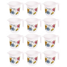 Deals, Discounts & Offers on  - Kuber Industries Floral Print 12 Pieces Unbreakable Strong Plastic Bathroom Mug, 500 ML (White)