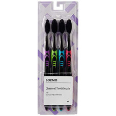 Deals, Discounts & Offers on Health & Personal Care - Amazon Brand - Solimo Charcoal Infused Toothbrush (Pack of 4)