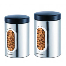 Deals, Discounts & Offers on  - Signoraware Modular Steel Container (Window Round) Matte, Set of 2, 1400ml+1800ml, Silver