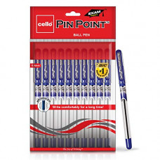 Deals, Discounts & Offers on Stationery - Cello Pinpoint Ball Pen - Blue | Pack of 10 | Lightweight Ball Pens | Exam Pens with Grip | Ball Pens for Students | ball pens set