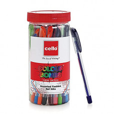 Deals, Discounts & Offers on Stationery - Cello Colour Bomb Gel Pens | 10 Vivid Ink Colours | Jar of 25 Units | Writing Pens for Students and Professionals | Gel Pens