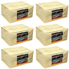 Deals, Discounts & Offers on  - Kuber Industries 6 Piece Cotton Saree Cover Set, Gold (SCY08), Standard