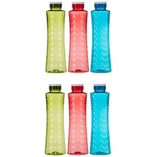 Deals, Discounts & Offers on  - Amazon Brand - Solimo Plastic Water Bottle Set of 6, Multicolour, 1L Each (Prism Pattern)