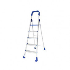 Deals, Discounts & Offers on Home Improvement - Happer Premium Foldable Aluminium Step Ladder, Clamber Pro, 5 Steps (Blue & Satin)