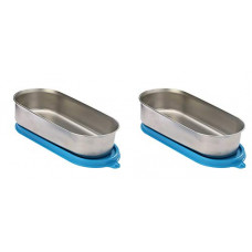 Deals, Discounts & Offers on  - Signoraware Flat Container Oval Steel Container with lid, Set of 2, 650ml+650ml, Blue
