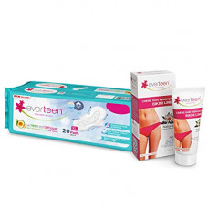 Deals, Discounts & Offers on Health & Personal Care - everteen Combo Bikini Line Hair Remover Creme 50g & XL Dry Sanitary Napkin Pads with Neem and Safflower - (20 Pads, 280mm)