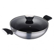 Deals, Discounts & Offers on Cookware - Bergner Carbon TT Forged Aluminium Non-Stick Kadhai with Glass Lid & Induction Base (26 cm, 3.1 Liters, Metallic Grey)