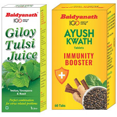 Deals, Discounts & Offers on  - Baidyanath Giloy Tulsi Juice Helps Boost Immunity 1L & Baidyanath Ayush Kwath Tablets Immunity Booster 60 Tablets