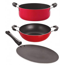 Deals, Discounts & Offers on Cookware - Nirlon Non Stick Aluminium Cookware Set, CT12_KD11_CS24