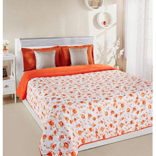Deals, Discounts & Offers on  - Amazon Brand - SolimoVictoria Microfibre Printed Quilt Blanket/Comforter, Double, 120 GSM, Orange