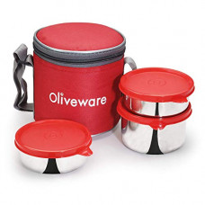 Deals, Discounts & Offers on  - Oliveware Lovely Stylo Lunch Box Red