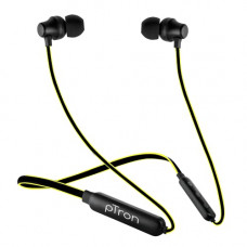 Deals, Discounts & Offers on Headphones - pTron Tangent Lite Bluetooth 5.0 Wireless Headphones with Hi-Fi Stereo Sound, 6Hrs Playtime, Lightweight Ergonomic Neckband, Sweat-Resistant Magnetic Earbuds, Voice Assistant & Mic - (Black & Yellow)