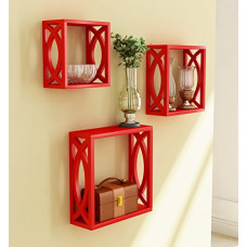 Deals, Discounts & Offers on Furniture - Home Sparkle Wooden Cubes (Set of 3, Red)