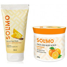 Deals, Discounts & Offers on Beauty Care - Amazon Brand - Solimo Pineapple Face Wash with Chia Seed, 150ml & Amazon Brand - Solimo Orange Face and Body Scrub