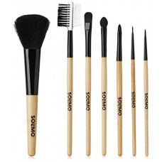 Deals, Discounts & Offers on Beauty Care - Amazon Brand - Solimo Makeup Brushes with Wooden Handle, Set of 7