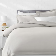 Deals, Discounts & Offers on  - AmazonBasics Microfiber Polyester 3-Piece Duvet Cover Set with 2 pillow covers (Queen, Light Grey)