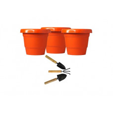 Deals, Discounts & Offers on Gardening Tools - Ocean Mist Combo of 3 Pieces of Gamla Planter Pots For Plants & Set of 3 Metal Garden Tools for Home Gardening with Wooden Handle. Perfect